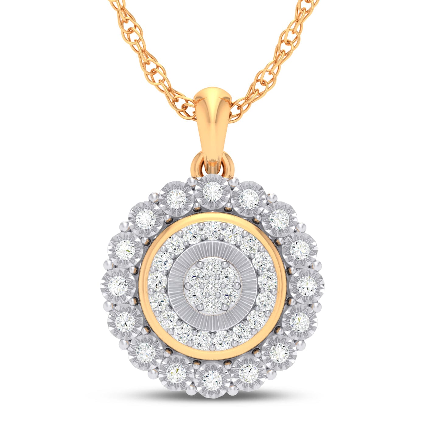 Bezel Halo Bail Necklace with 0.15ct of Diamonds in 9ct Yellow Gold Necklaces Bevilles 