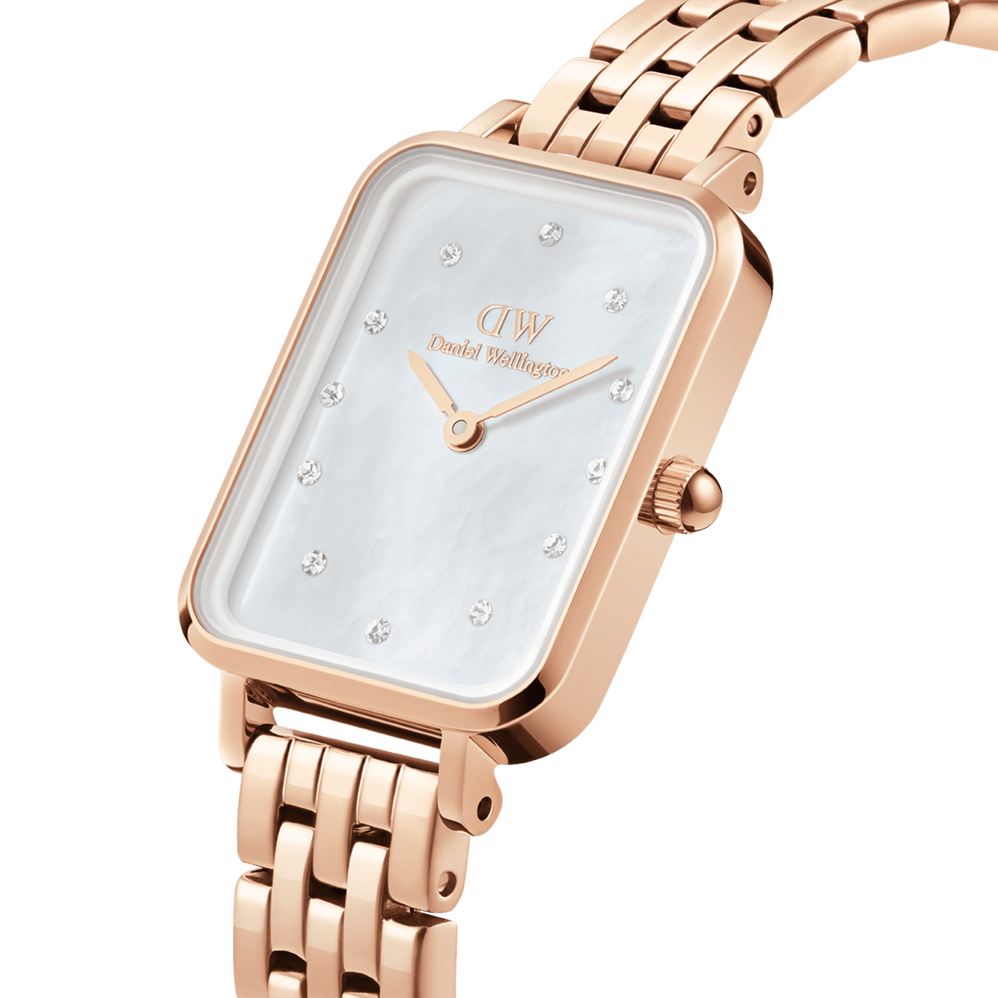 Daniel Wellington Quadro Lumine 20x26 5-Link Rose Gold & Mother of Pearl White Watch Watches Daniel Wellington 