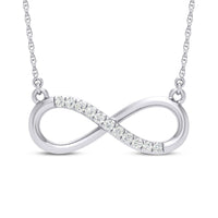 9ct White Gold Diamond Set Infinity Necklace Necklaces Bevilles 