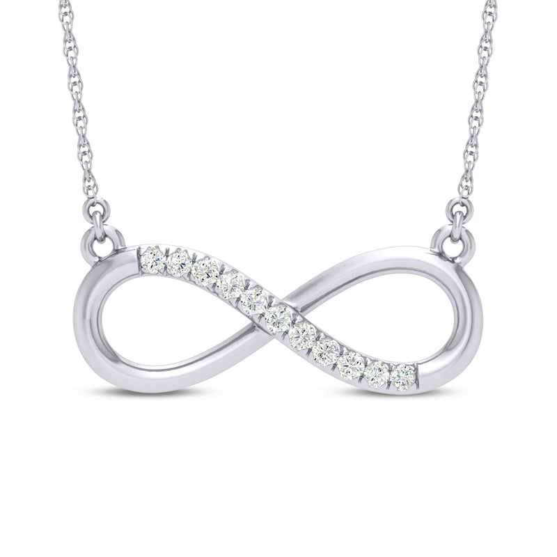 9ct White Gold Diamond Set Infinity Necklace Necklaces Bevilles 