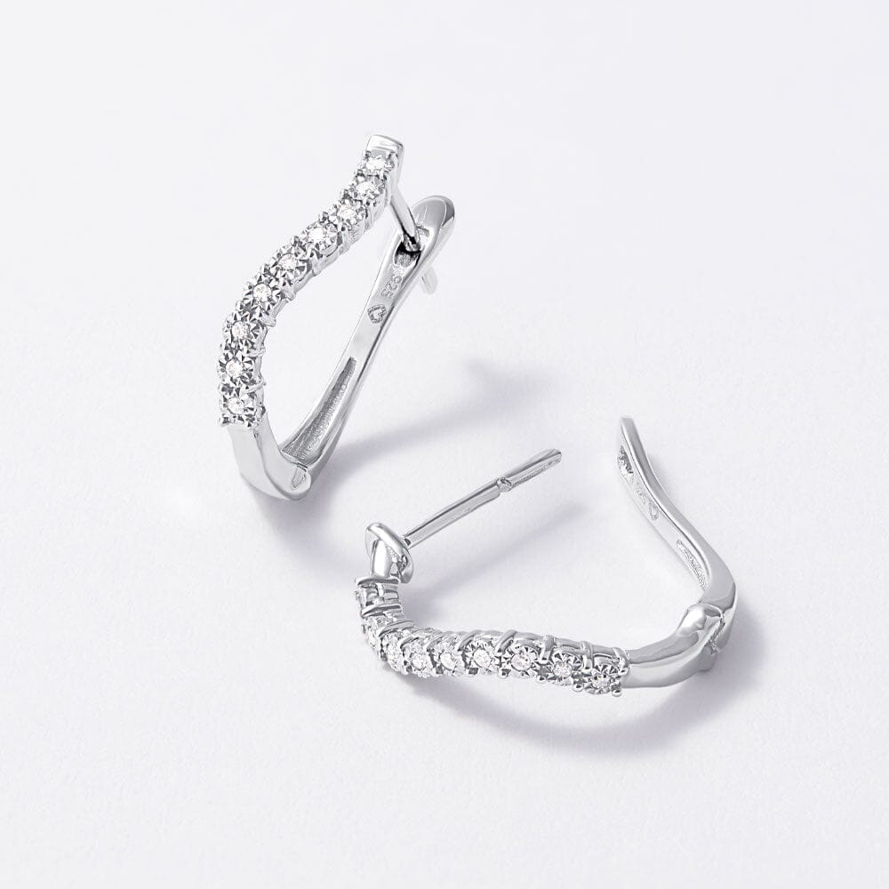 Diamond Miracle Hoop Earrings in Sterling Silver Earrings Bevilles 