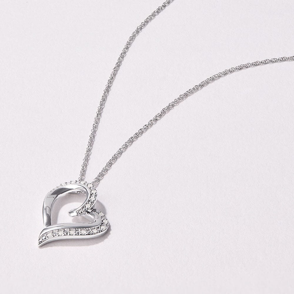 Heart Necklace with 0.08ct of Diamonds in Sterling Silver Necklaces Bevilles 