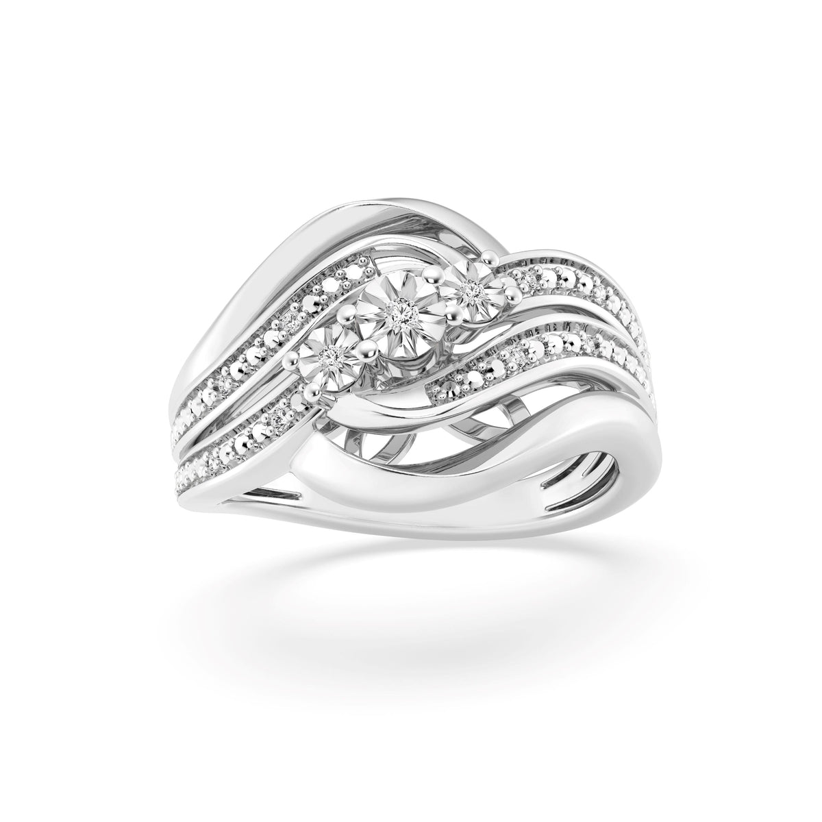 Multi Swirl Ring with 0.05ct of Diamonds in Sterling Silver Rings Bevilles 