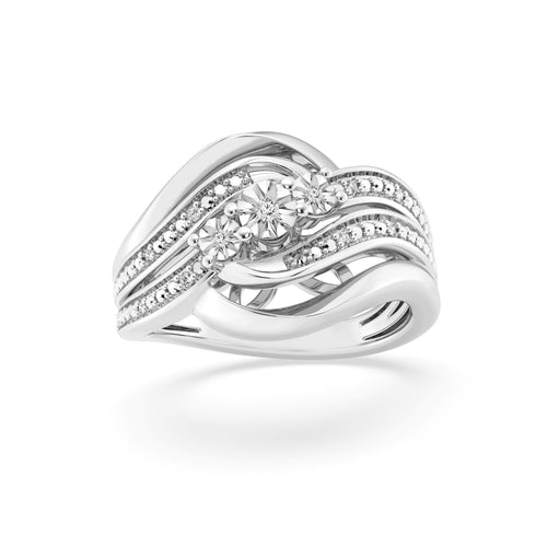 Multi Swirl Ring with 0.05ct of Diamonds in Sterling Silver Rings Bevilles 