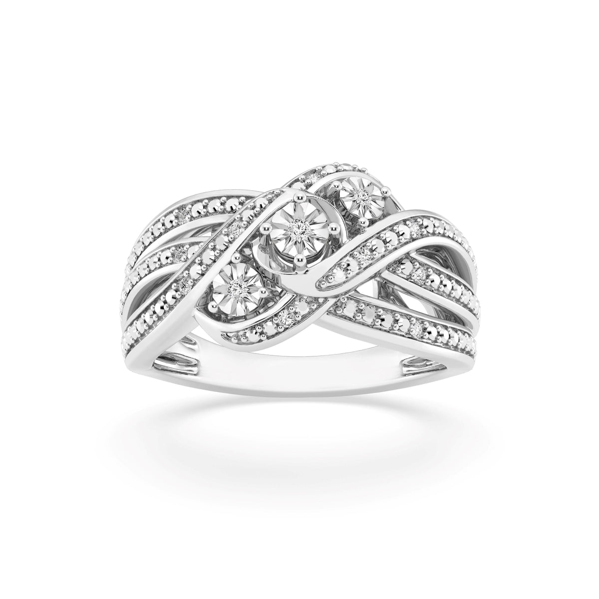 Fancy Multi Swirl Dress Ring with 0.05ct of Diamonds in Sterling Silver Rings Bevilles 