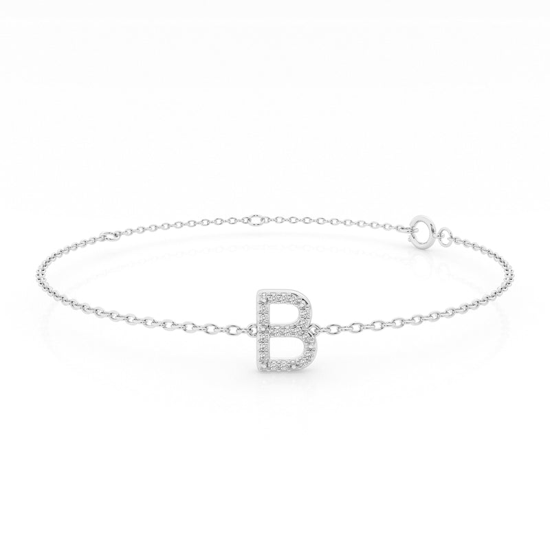 Diamond Initial Slider Bracelet in Sterling Silver Bracelets Bevilles 9A92000B 