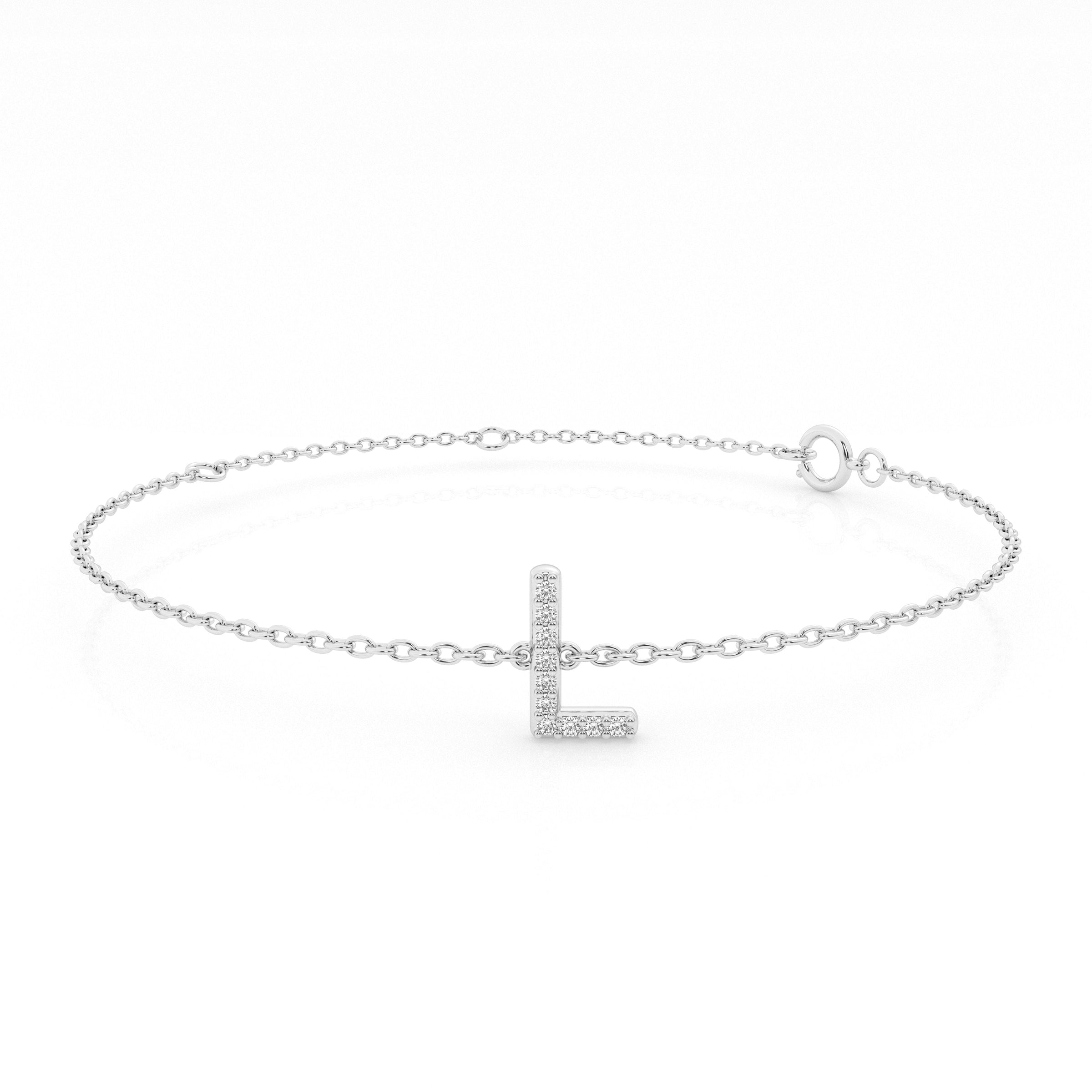 Brilliant Claw Initial Chain Bracelet with 0.05ct of Diamonds in Sterling Silver
