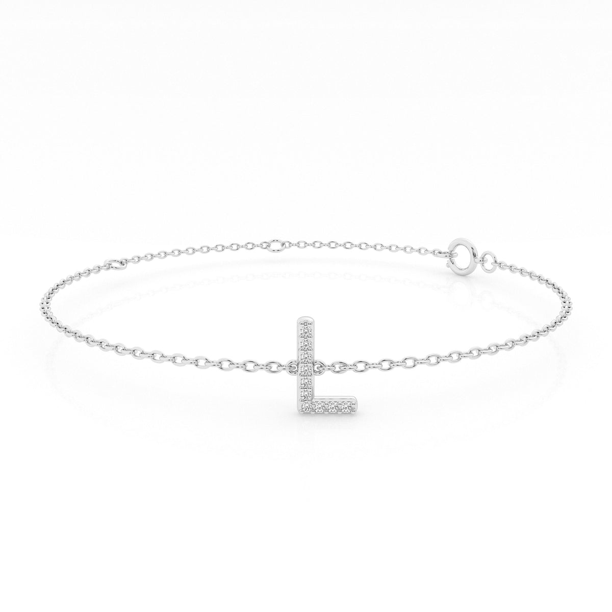 Brilliant Claw Initial Chain Bracelet with 0.05ct of Diamonds in Sterling Silver Bracelets Bevilles L 