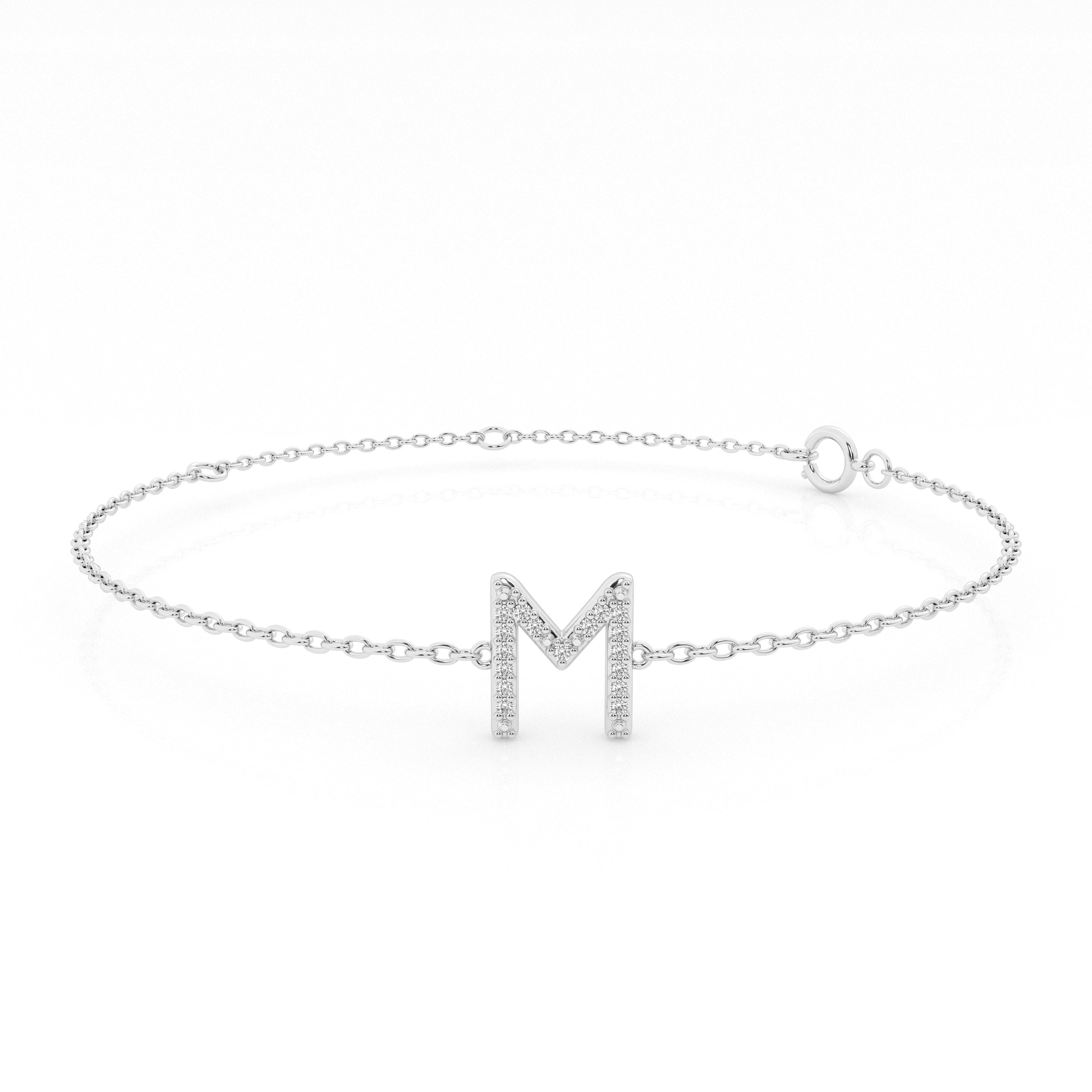 Brilliant Claw Initial Chain Bracelet with 0.05ct of Diamonds in Sterling Silver