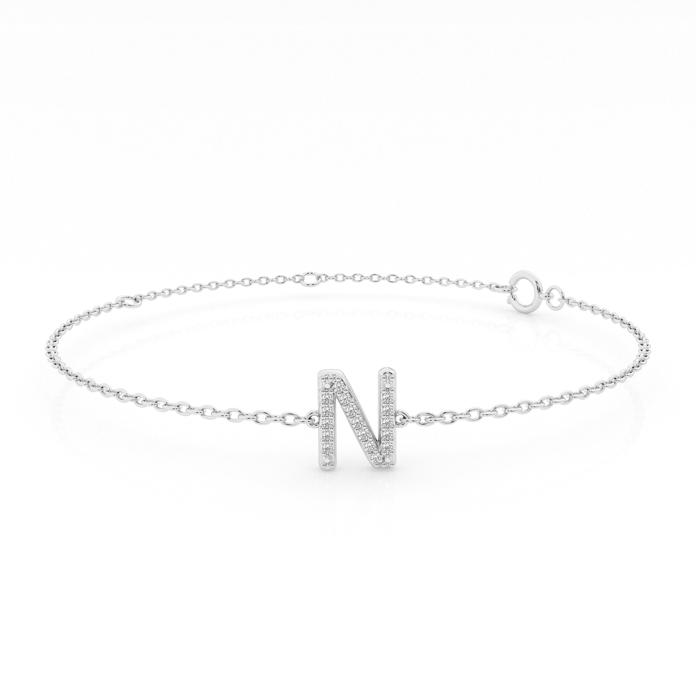 Brilliant Claw Initial Chain Bracelet with 0.05ct of Diamonds in Sterling Silver