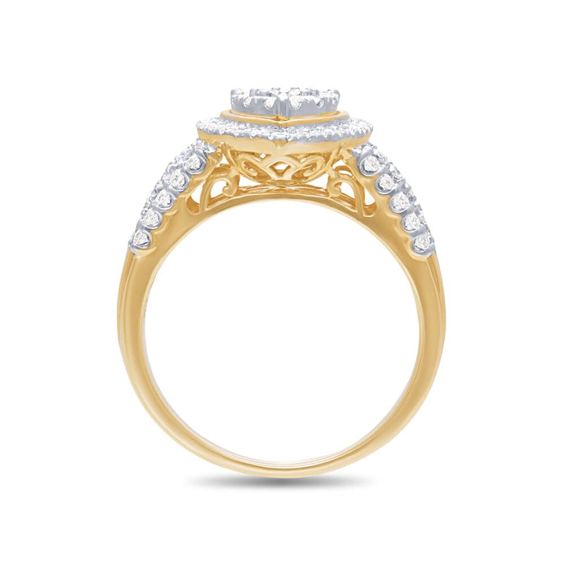 Meera Pear Halo Ring with 1.00ct of Laboratory Grown Diamonds in 9ct Yellow Gold Rings Bevilles 