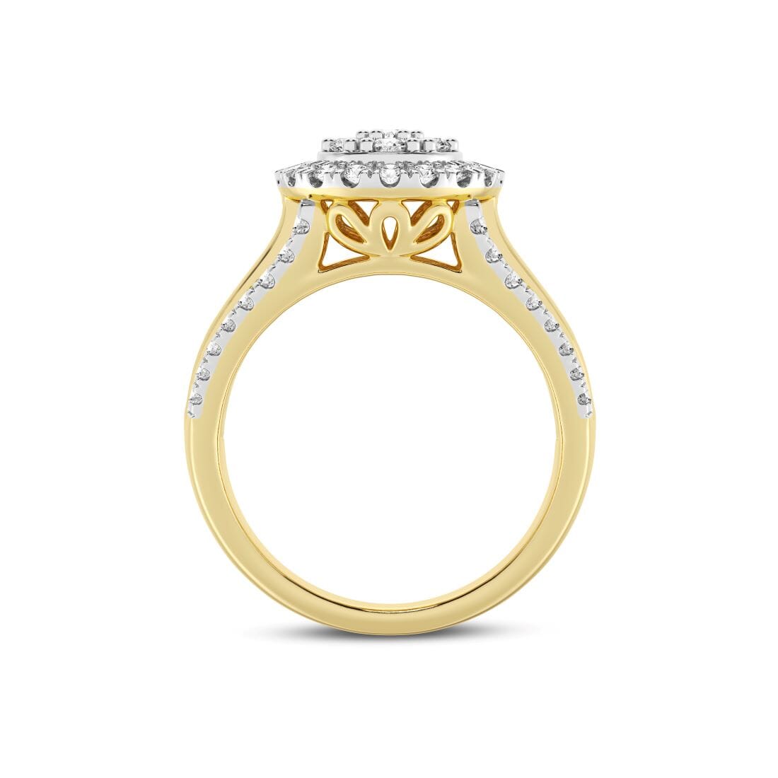 Meera Halo Ring with 1.00ct of Laboratory Grown Diamonds in 9ct Yellow Gold Rings Bevilles 