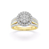 Meera Halo Ring with 1.00ct of Laboratory Grown Diamonds in 9ct Yellow Gold Rings Bevilles 