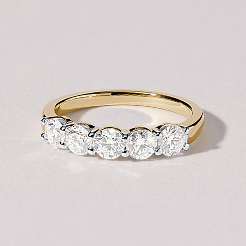 5 Stone Ring with 1.00ct of Diamonds in 9ct Yellow Gold Rings Bevilles 
