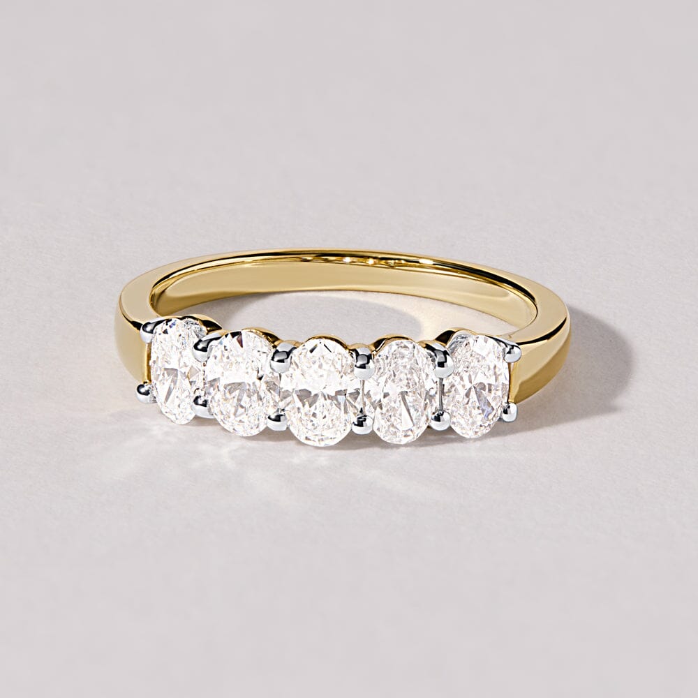 Oval Cut 5 Stone Ring with 1.00ct in 9ct Yellow Gold Rings Bevilles 