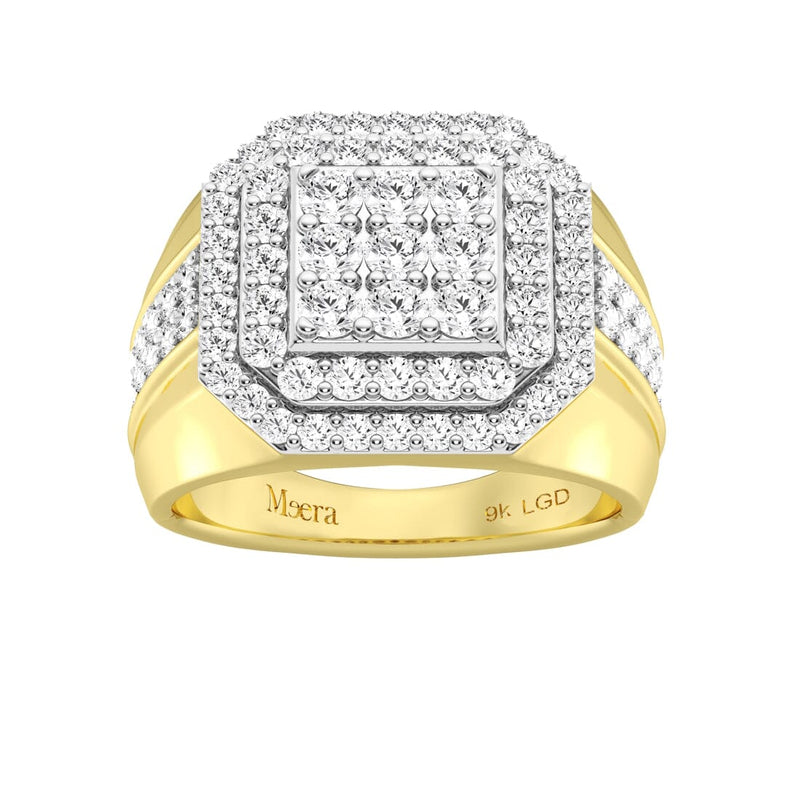 Meera Halo Men's Ring with 2.00ct of Laboratory Grown Diamonds in 9ct Yellow Gold Rings Bevilles 