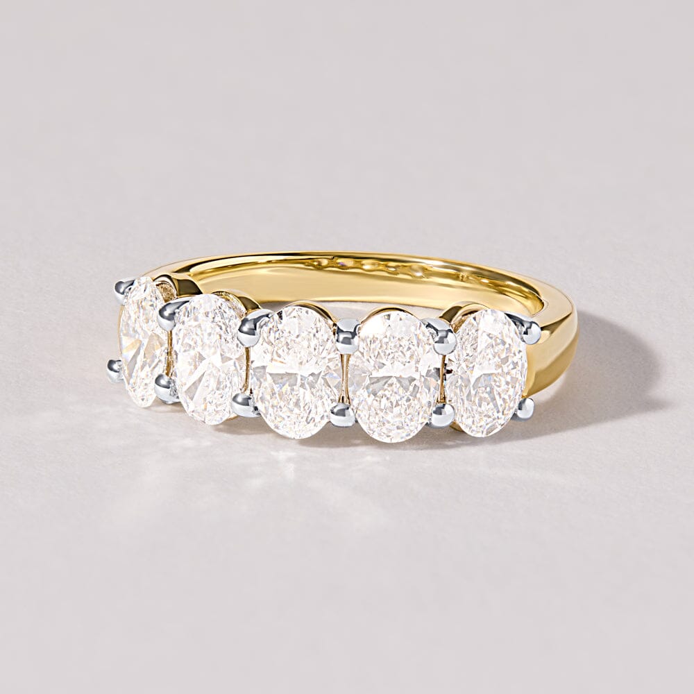 Oval Shaped 5 Stone Ring with 2.00ct Laboratory Grown Diamonds in 9ct Yellow Gold Rings Bevilles 