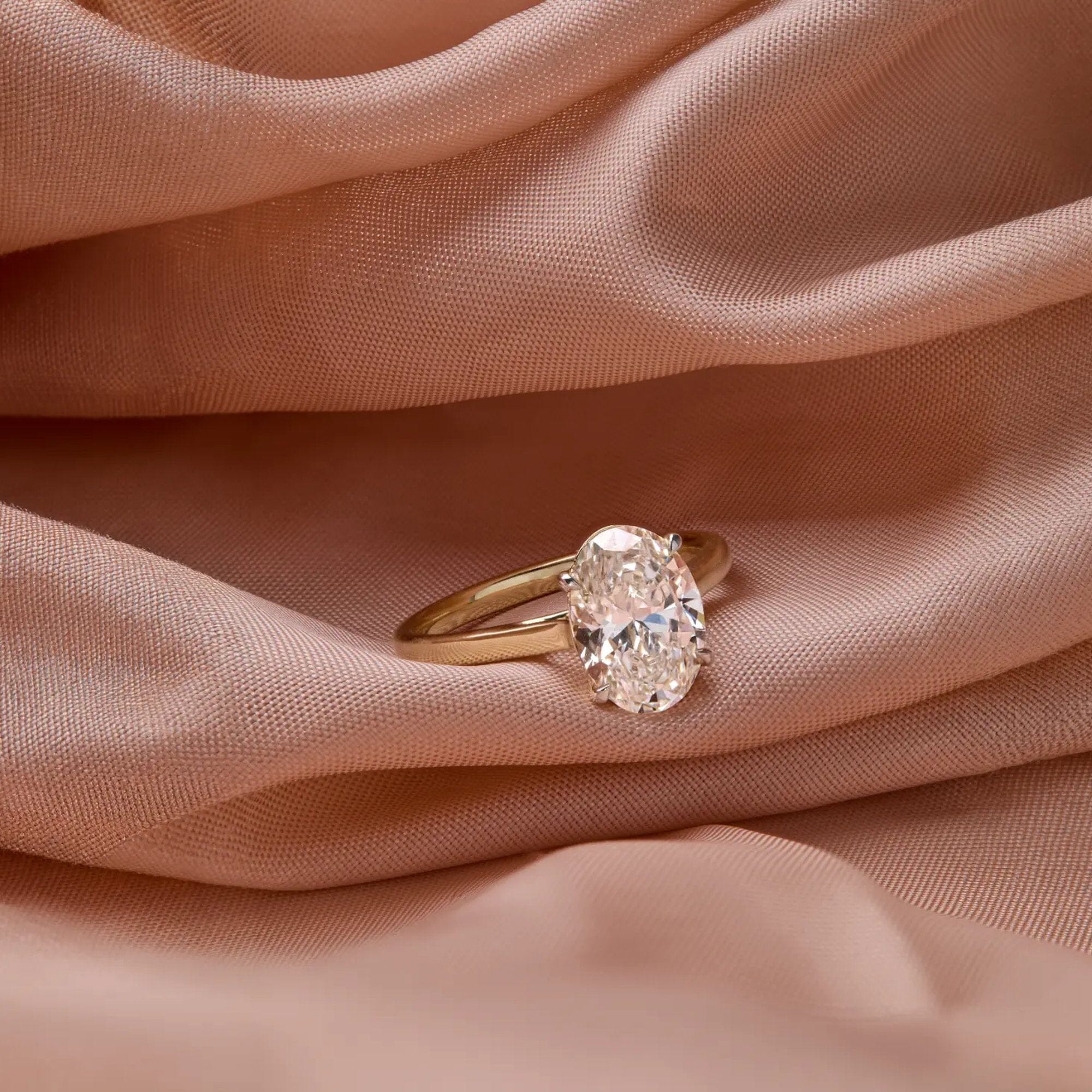 2.50ct Oval Laboratory-Grown Diamond Solitaire Ring in 9kt Yellow Gold and Rhodium Rings Bevilles 