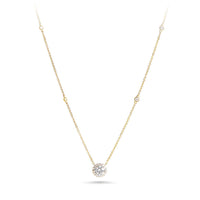 Halo Station Necklace with 1.00ct of Laboratory Grown Diamonds in 9ct Yellow Gold Bevilles Jewellers 