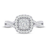 Meera Halo Ring with 1/2ct of Laboratory Grown Diamonds in 9ct White Gold Rings Bevilles 