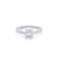 Emerald Cut Halo Ring with 1.10ct of Laboratory Grown Diamonds in 9ct White Gold Bevilles 