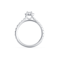 Emerald Cut Halo Ring with 1.10ct of Laboratory Grown Diamonds in 9ct White Gold Bevilles 