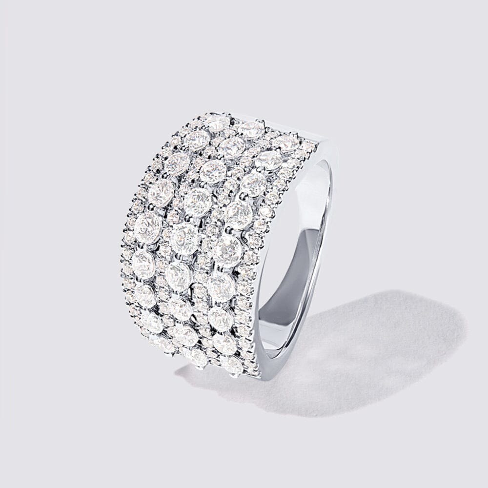 Multi Row Ring with 2.00ct of Laboratory Grown Diamonds in 9ct White Gold Bevilles Jewellers 