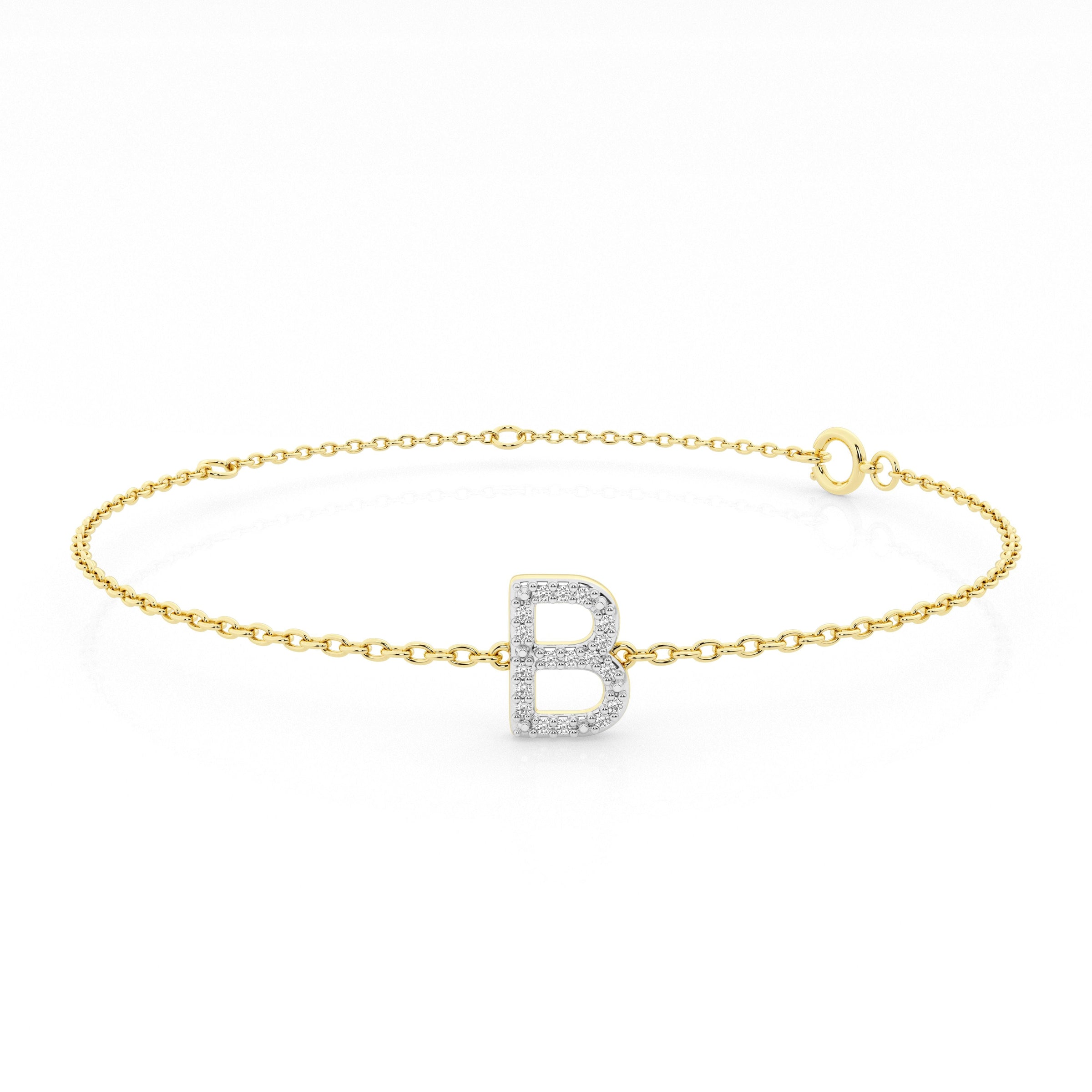 Diamond Initial Slider Bracelet in 9ct Yellow Gold Bracelets Bevilles B 