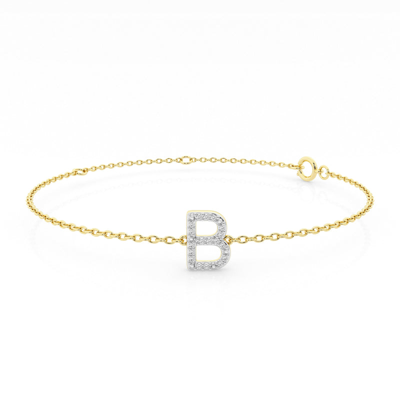 Diamond Initial Slider Bracelet in 9ct Yellow Gold Bracelets Bevilles B 
