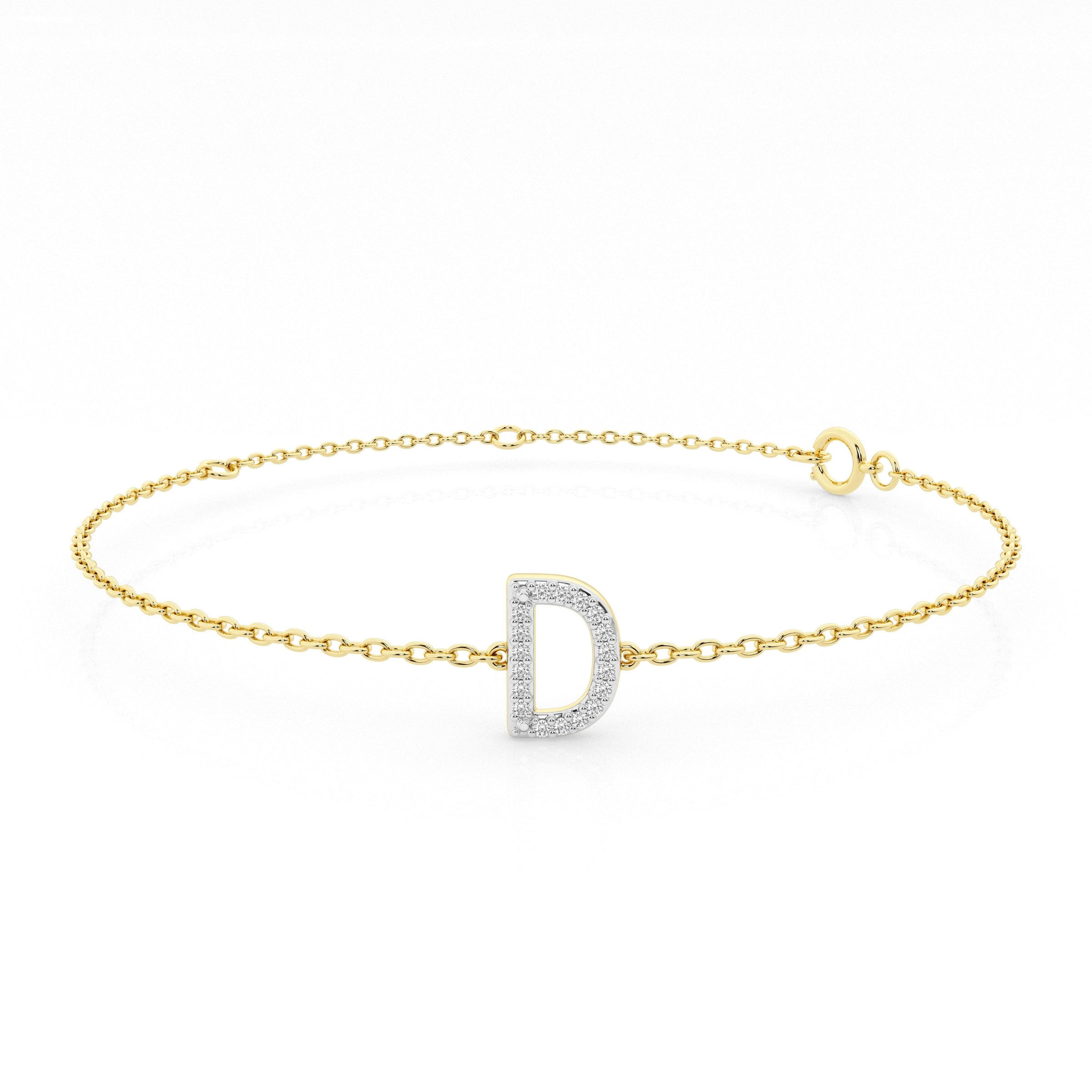 Diamond Initial Slider Bracelet in 9ct Yellow Gold Bracelets Bevilles D 