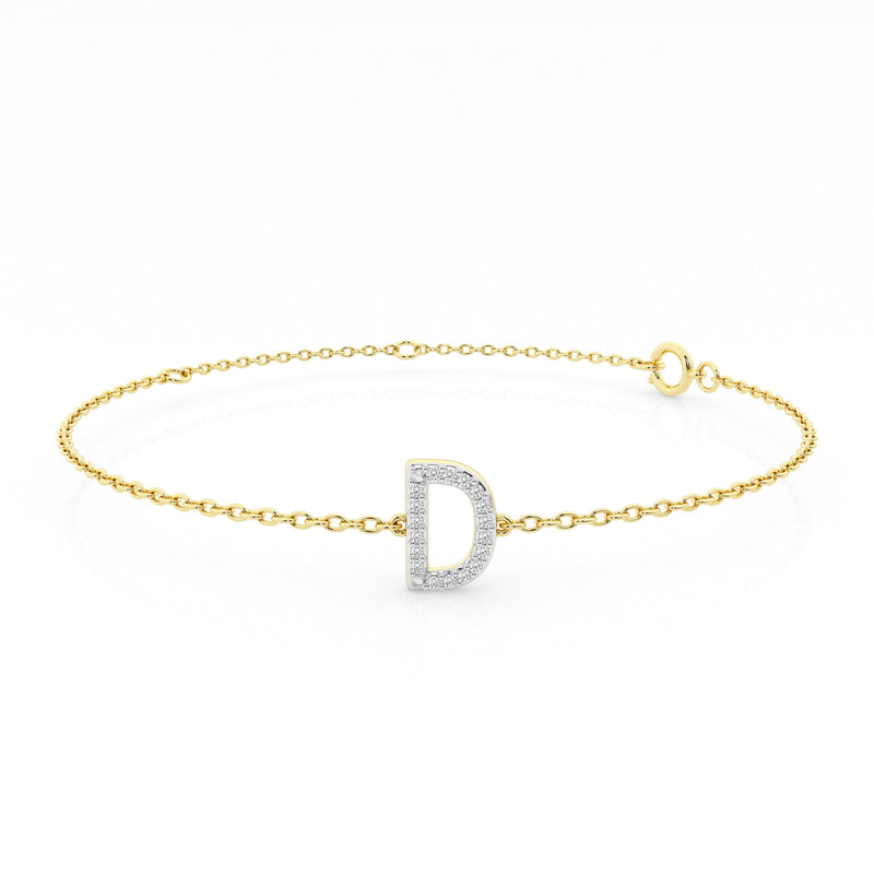 Diamond Initial Slider Bracelet in 9ct Yellow Gold Bracelets Bevilles D 