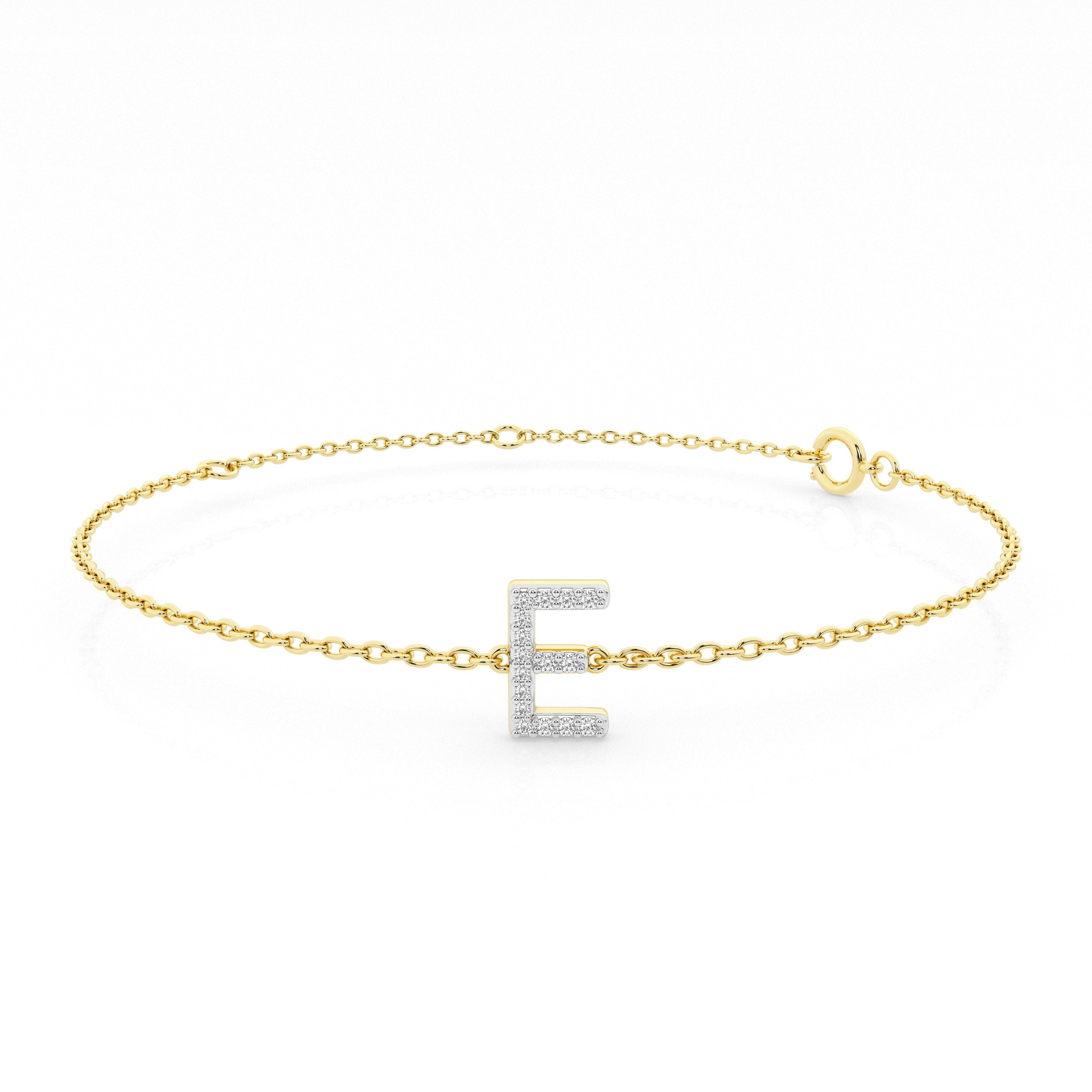 Diamond Initial Slider Bracelet in 9ct Yellow Gold Bracelets Bevilles E 