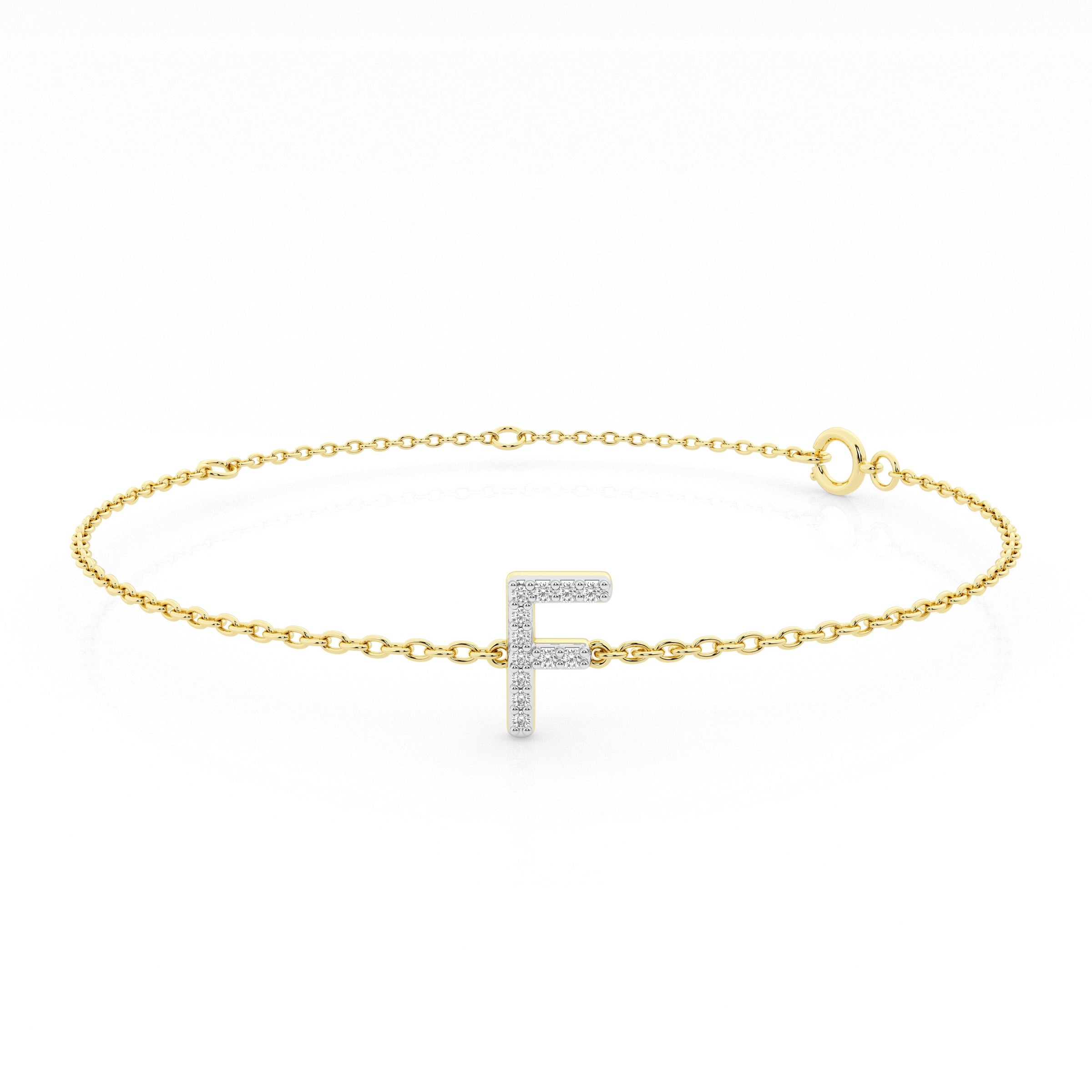 Diamond Initial Slider Bracelet in 9ct Yellow Gold Bracelets Bevilles F 