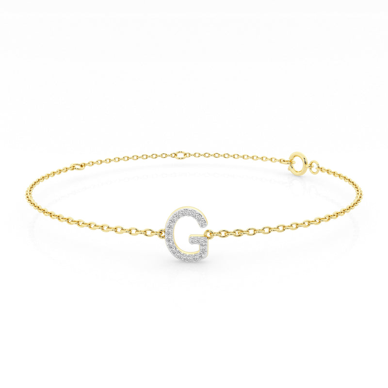 Diamond Initial Slider Bracelet in 9ct Yellow Gold Bracelets Bevilles G 