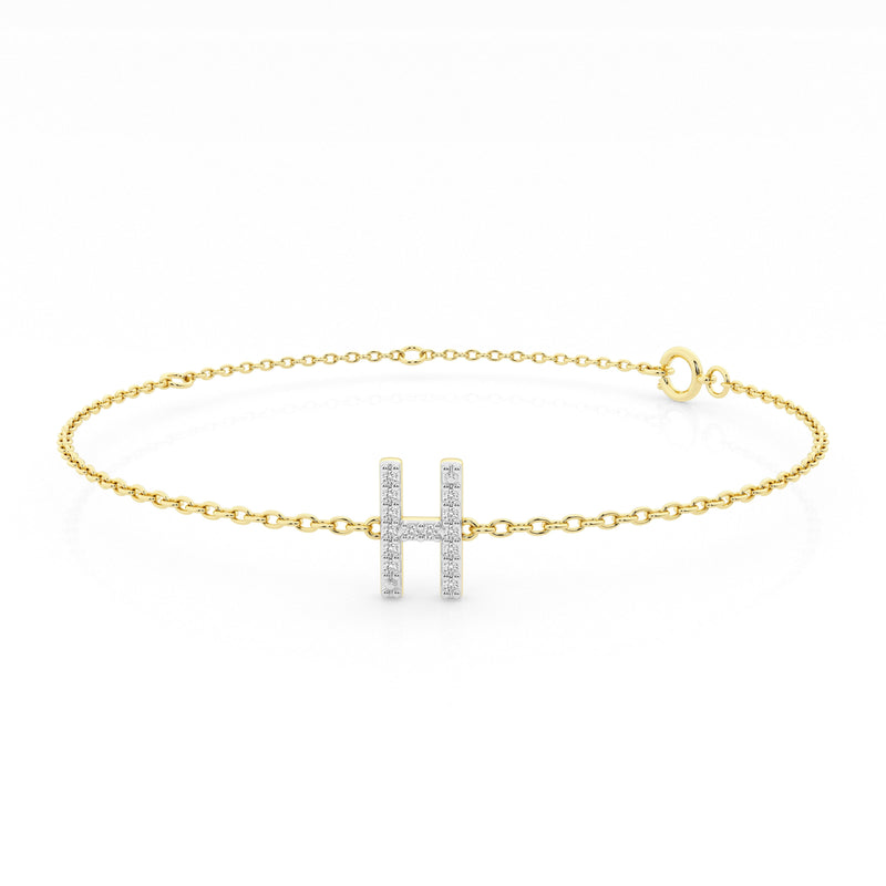 Diamond Initial Slider Bracelet in 9ct Yellow Gold Bracelets Bevilles H 