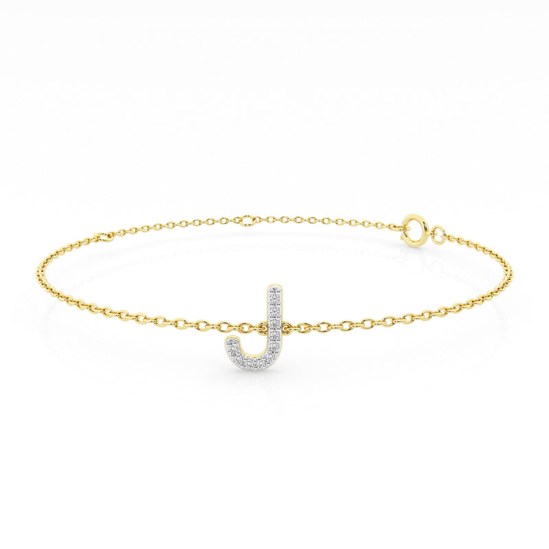 Diamond Initial Slider Bracelet in 9ct Yellow Gold Bracelets Bevilles J 