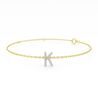 Diamond Initial Slider Bracelet in 9ct Yellow Gold Bracelets Bevilles K 