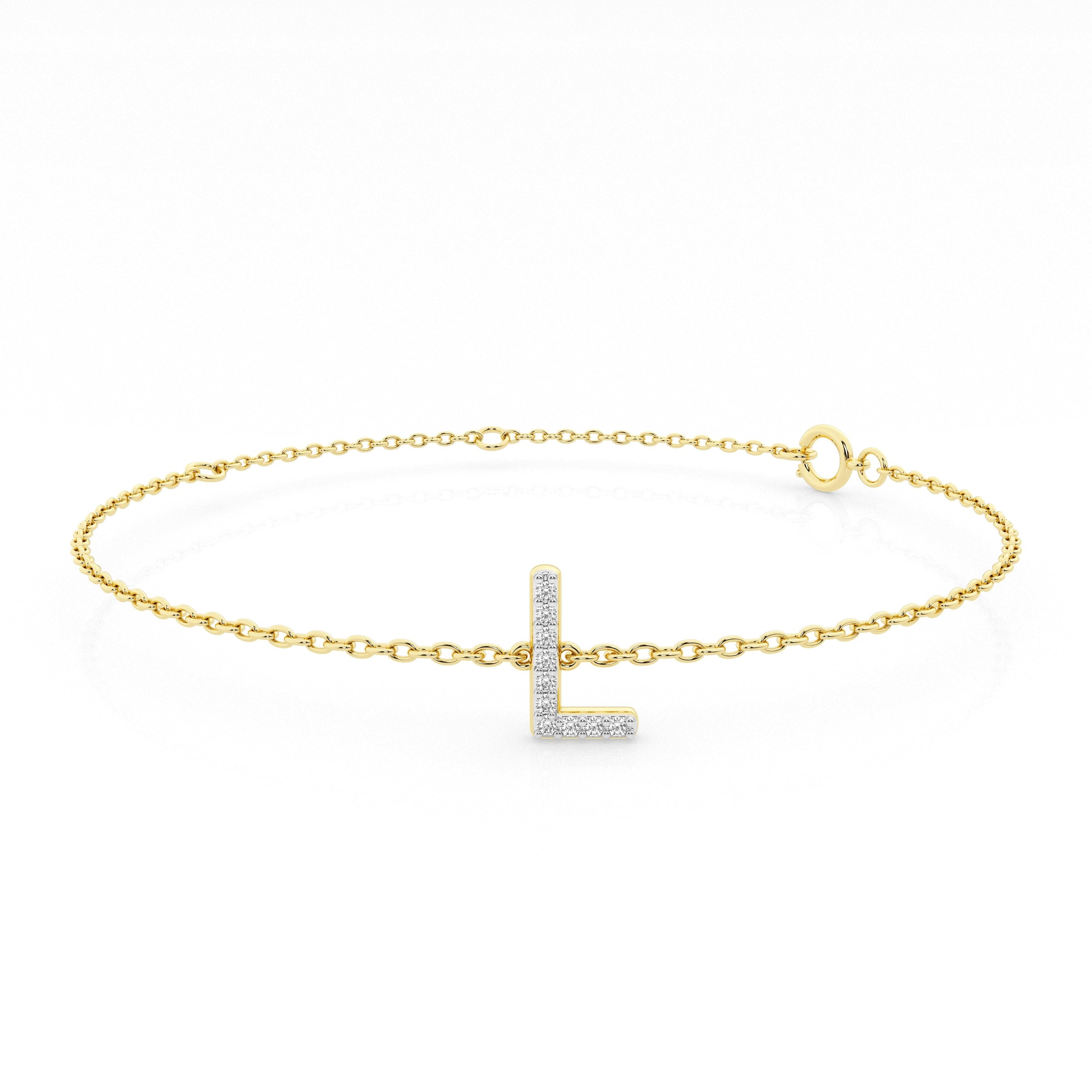 Diamond Initial Slider Bracelet in 9ct Yellow Gold Bracelets Bevilles L 