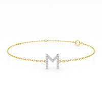 Diamond Initial Slider Bracelet in 9ct Yellow Gold Bracelets Bevilles M 