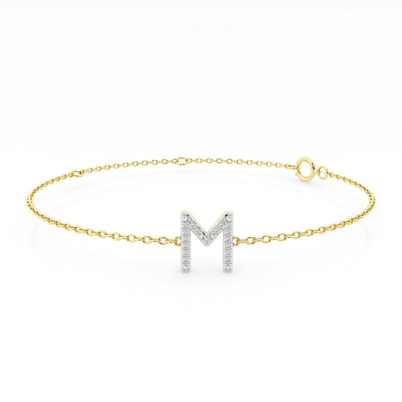 Diamond Initial Slider Bracelet in 9ct Yellow Gold Bracelets Bevilles M 