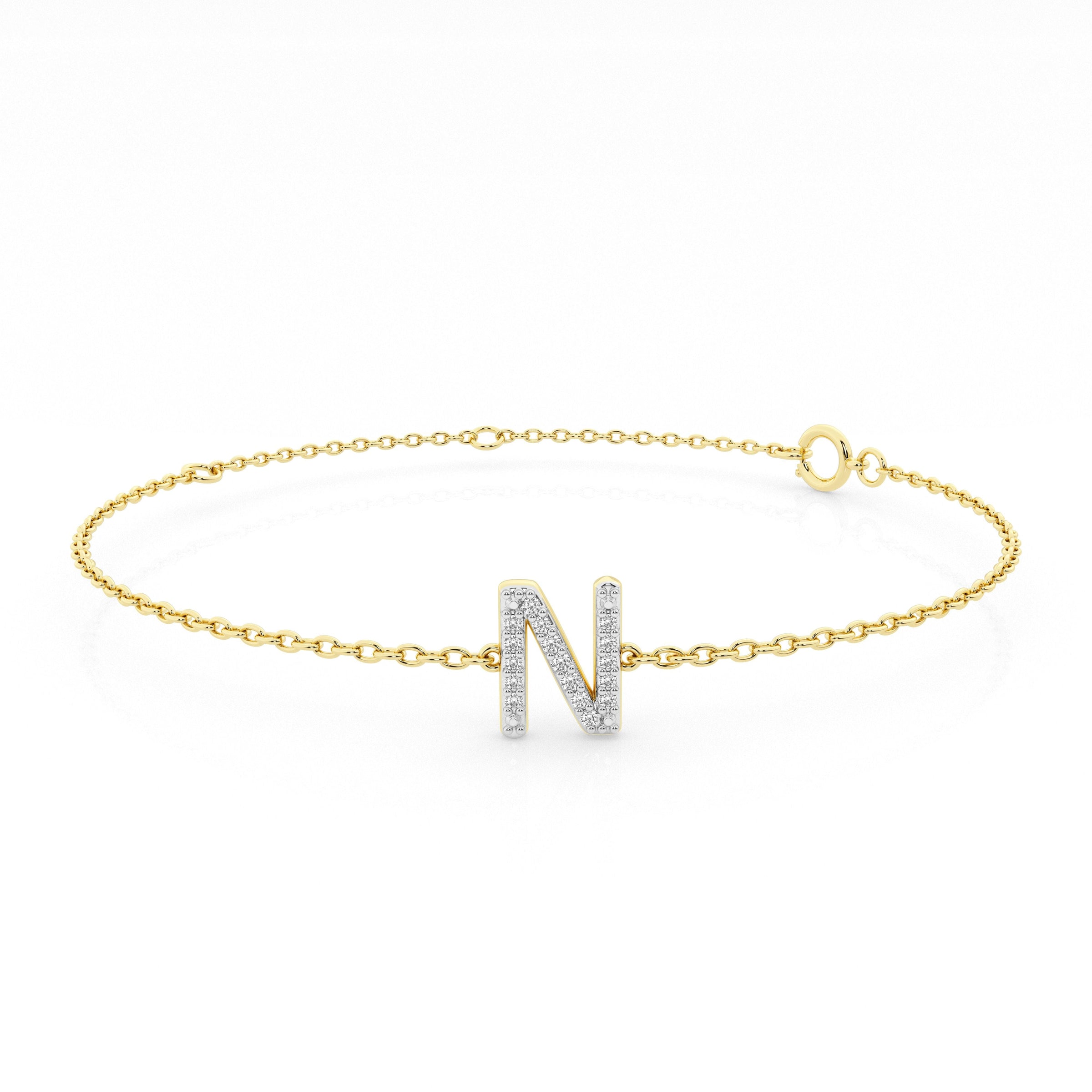 Diamond Initial Slider Bracelet in 9ct Yellow Gold Bracelets Bevilles N 