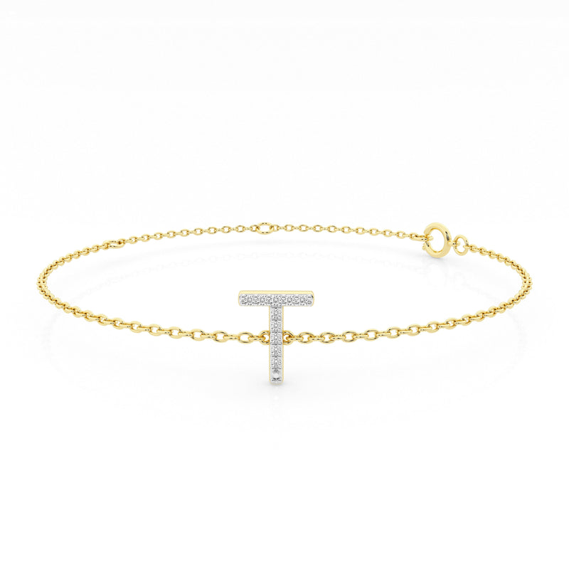 Diamond Initial Slider Bracelet in 9ct Yellow Gold Bracelets Bevilles T 