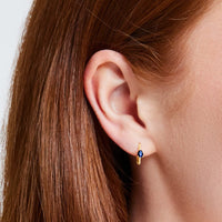 Pear Sapphire Huggie Hoop Earrings in 9ct Yellow Gold Earrings Bevilles 