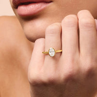 1.00ct Laboratory Grown Diamond Oval Cut Solitaire Ring in 18ct Yellow Gold Bevilles 
