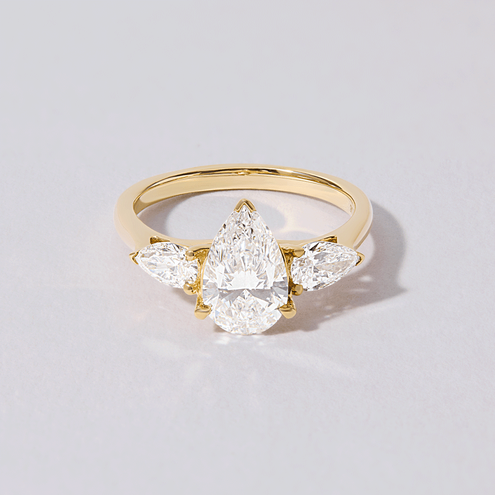3 Stone Pear Ring with 2.00ct of Laboratory Grown Diamonds in 9ct Yellow Gold Rings Bevilles 