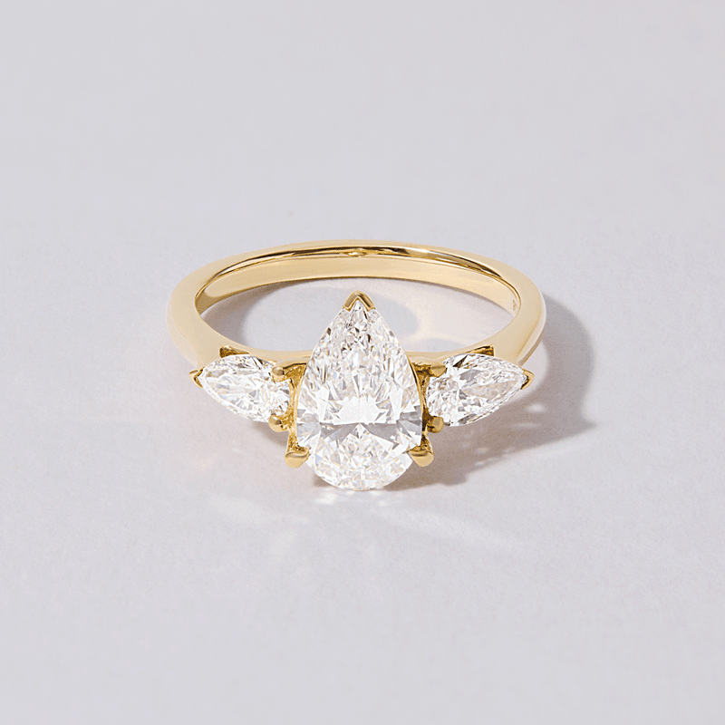 3 Stone Pear Ring with 2.00ct of Laboratory Grown Diamonds in 9ct Yellow Gold Rings Bevilles 