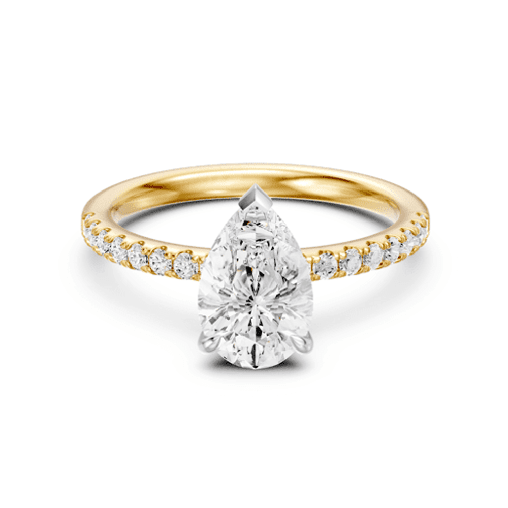 Pear Shoulder Ring with 2.25ct of Laboratory Grown Diamonds in 18ct Yellow Gold Rings Bevilles 