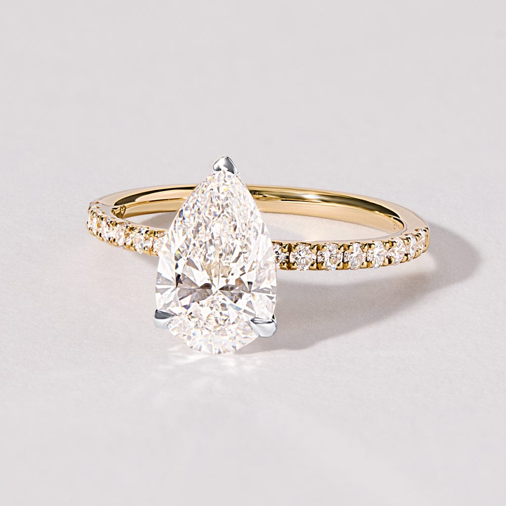 Pear Shoulder Ring with 2.25ct of Laboratory Grown Diamonds in 18ct Yellow Gold Rings Bevilles 
