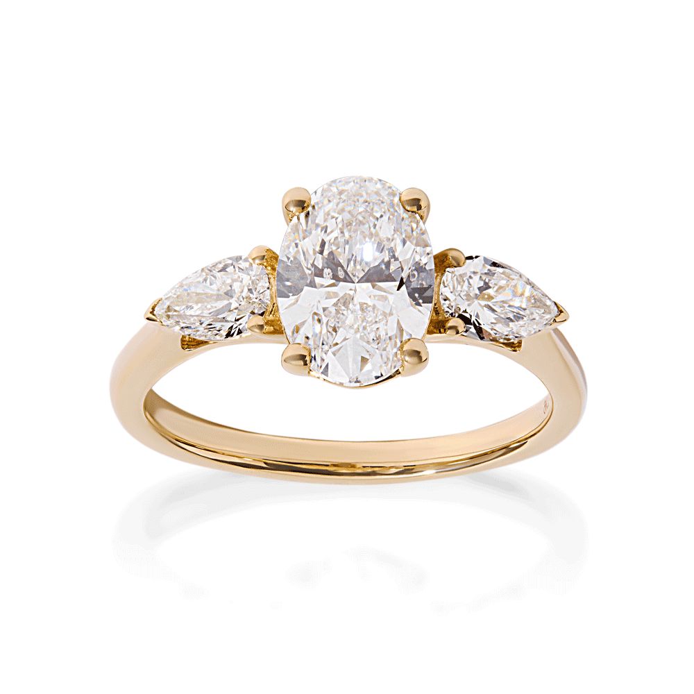 3 Stone Oval Ring with 2.00ct of Laboratory Grown Diamonds in 9ct Yellow Gold Rings Bevilles 