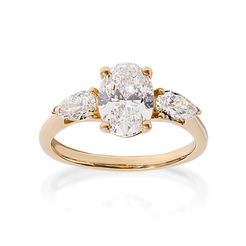 3 Stone Oval Ring with 2.00ct of Laboratory Grown Diamonds in 9ct Yellow Gold Rings Bevilles 